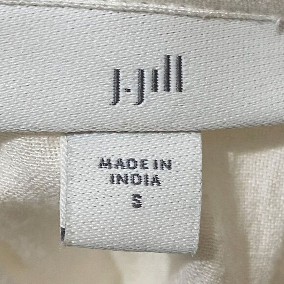 J. Jill White w/ Blue Floral Embroidery Crinkle Boho Tunic - Picture 6 of 7